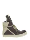 Rick Owens Gray & Off-white Hollywood Geobasket Sneakers In Brown