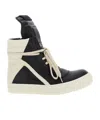Rick Owens Geobasket Lace-up Leather High-top Trainers In Black