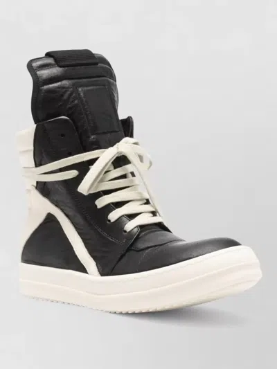 Rick Owens Geobasket Sneakers Contrast Panels High Top In Black