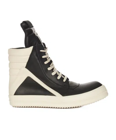 Rick Owens Geobasket High-top Leather Sneakers In White