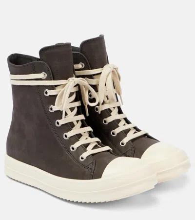 Rick Owens Geobasket Suede High-top Sneakers In Brown