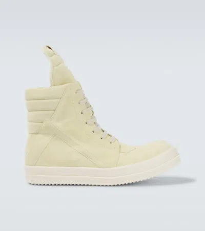 Rick Owens Geobasket Suede High-top Sneakers In Yellow