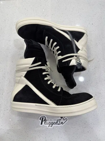 Pre-owned Rick Owens Geobasket Suede Highs Shoes In Black