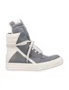 Rick Owens Gray Concordians Geobasket Sneakers In Blue