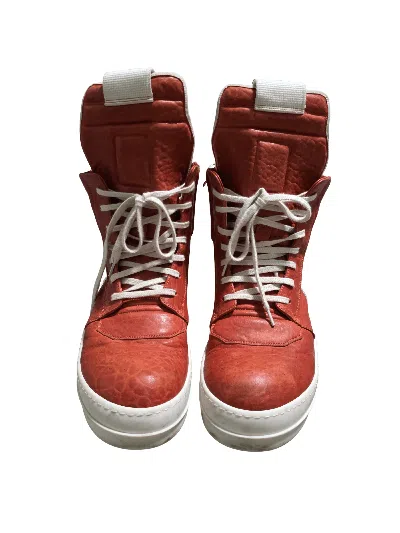 Pre-owned Rick Owens Geobaskets Orange/milk Lamb Leather Shoes