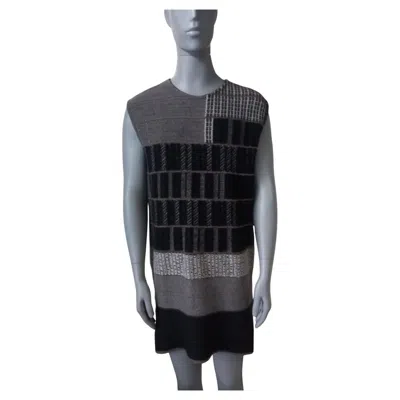 Pre-owned Rick Owens Geometric Black And Gray Patchwork Knit Vest