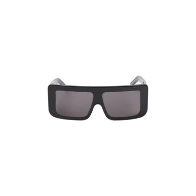 RICK OWENS GEOMETRIC BLACK SUNGLASSES WITH BOLD SILHOUETTE
