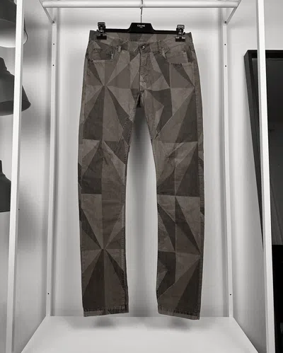 Pre-owned Rick Owens Geometric Camo Torrence Jeans In Gray