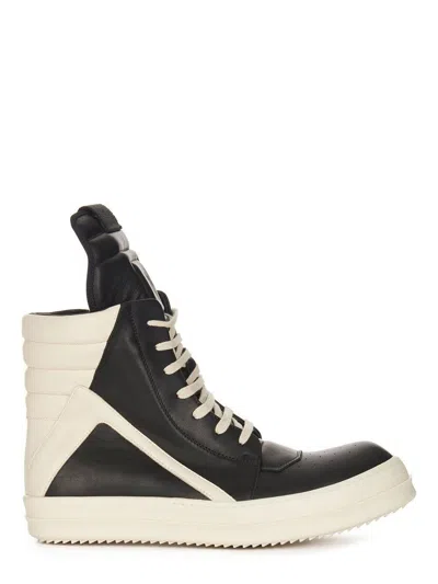 Rick Owens Geometric Extended Tongue Sneakers In Black
