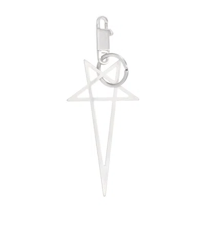 Rick Owens Geometric Pattern Keychain In Metallic