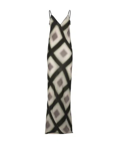 Rick Owens Geometric-print Slip Dress In Black