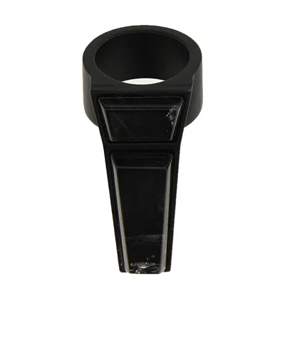 Rick Owens Geometric Rock Crystal Ring In Black