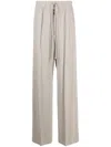 Rick Owens Geth Belas Drawstring Cady Wide-leg Trousers In Grey