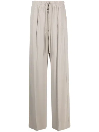 Rick Owens Geth Belas Drawstring Cady Wide-leg Trousers In Beige