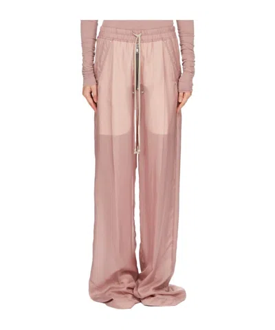 Rick Owens Geth Belas Silk Straight Pants In Dusty Pink