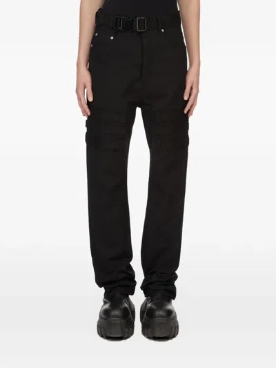 Rick Owens Geth Belted Cargo Trousers In Black