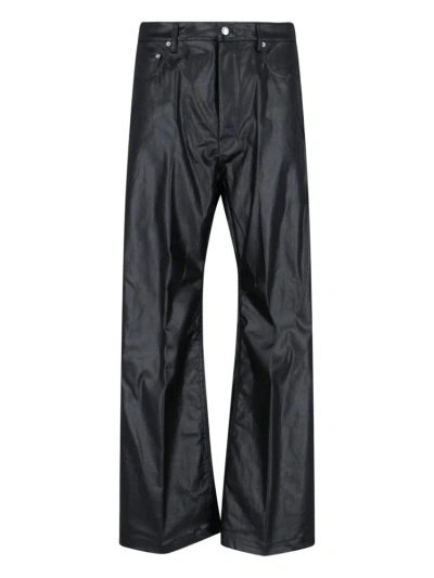 Rick Owens Geth Button Detailed Wide Leg Jeans In Black