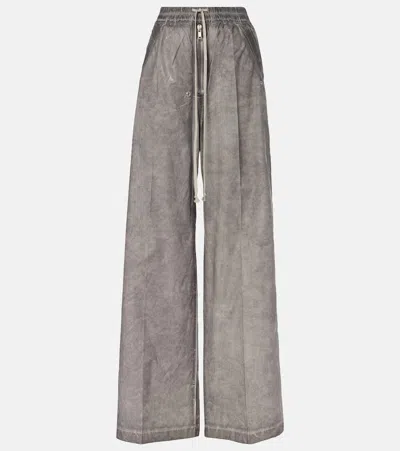 Rick Owens Geth Cotton Wide-leg Pants In Grey