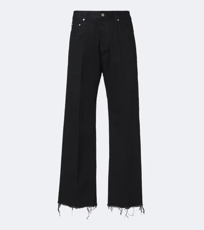 Rick Owens Geth Distressed Wide-leg Jeans In Black