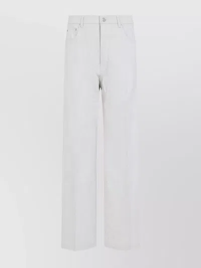 Rick Owens Geth Jeans Straight Hem Wide Leg In White