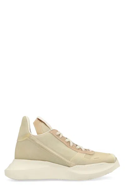 Rick Owens Geth Leather High-top Sneakers In Beige