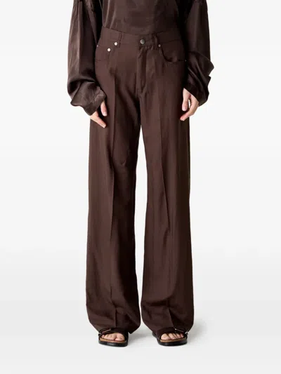 Rick Owens Geth Pressed-crease Jeans In Brown