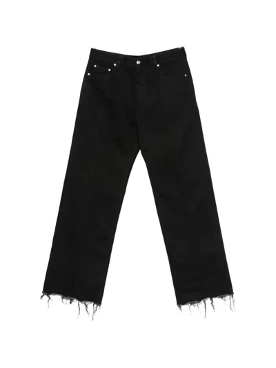 Rick Owens Geth Raw-cut Wide-leg Jeans In Black