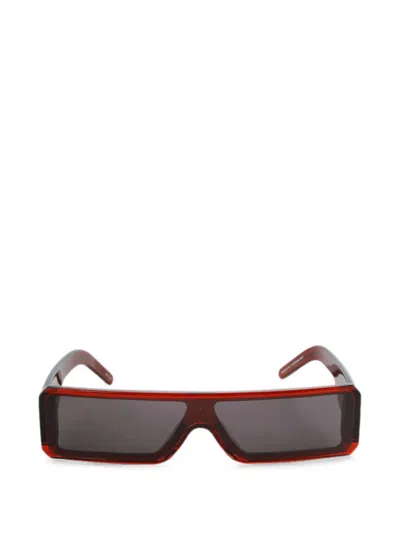 Rick Owens Geth Rectangle-frame Sunglasses In Red