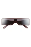 Rick Owens Geth Rectangular Shield Sunglasses In Mahogany Temple/black Lens