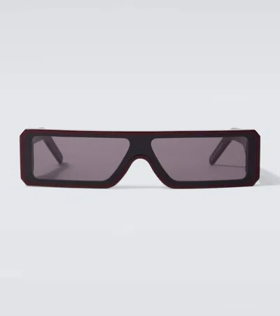 Rick Owens Geth Rectangular Sunglasses In Burgundy