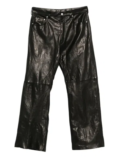 Rick Owens Geth Wide-leg Panelled Leather Trousers In Black