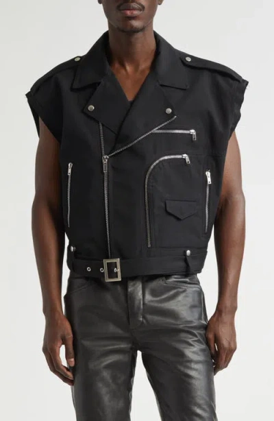 Rick Owens Giacca Bauhaus Stooges Sleeveless Crop Moto Jacket In Black
