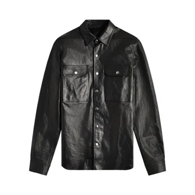 Pre-owned Rick Owens Giacca In Pelle Outershirt 'black' | Men's Size 50