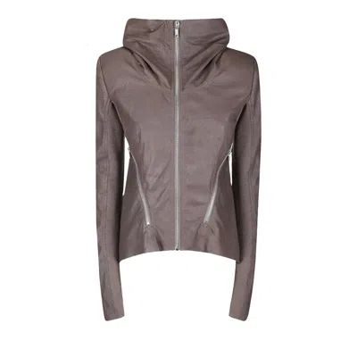 Pre-owned Rick Owens Giacca In Pelle Zipped Naska Biker Jacket 'darkdust' | Brown | Women's Size 38