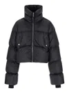 RICK OWENS BLACK CROPPED HIGH NECK DOWN JACKET IN NYLON WOMAN