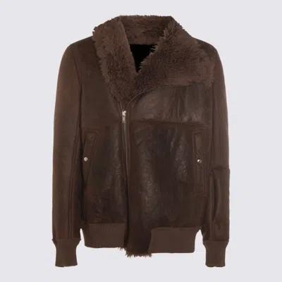 RICK OWENS RICK OWENS BROWN HOLLYWOOD LEATHER JACKET