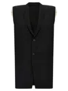 Rick Owens Tailored Sl Sleeveless Jacket With Back Belt In Black