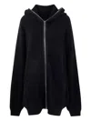 Rick Owens Oversized Black Knit Sweatshirt With Full Zip In Black
