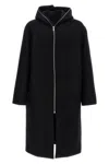 Rick Owens Dracucollar Fold-neck Zip-front Leather Coat In Multi
