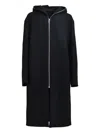 Rick Owens Hooded Mid-length Coat Long Sleeves In Black