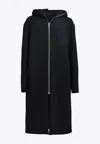 Rick Owens Hooded Mid-length Coat Long Sleeves In Black