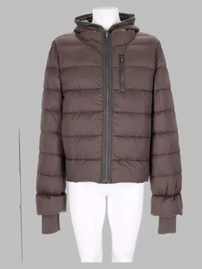 Rick Owens Gimp Quilted Puffer Sports Jacket In Nylon In Brown