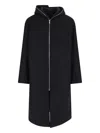 Rick Owens Dracucollar Fold-neck Zip-front Leather Coat In Black