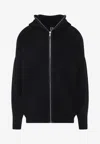 Rick Owens Oversized Black Knit Sweatshirt With Full Zip In Black