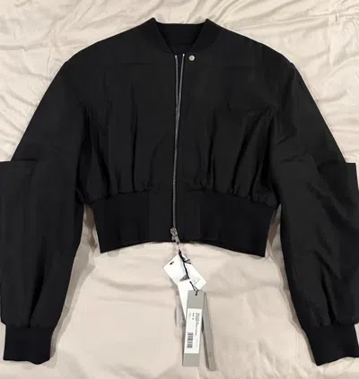 Pre-owned Rick Owens Girdered Bomber 23ss Show Off Large Shoulder Pa In Black