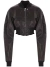 Rick Owens Cropped Black Bomber With Fitted Silhouette