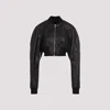 Rick Owens Girdered Bomber Sropped Jacket In Black