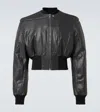 Rick Owens Girdered Cropped Leather Jacket In Brown