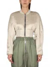 Rick Owens Off-white Girded Bomber Jacket In Neutral