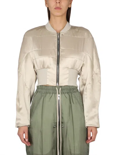 Rick Owens Girdered Flight Jacket In White